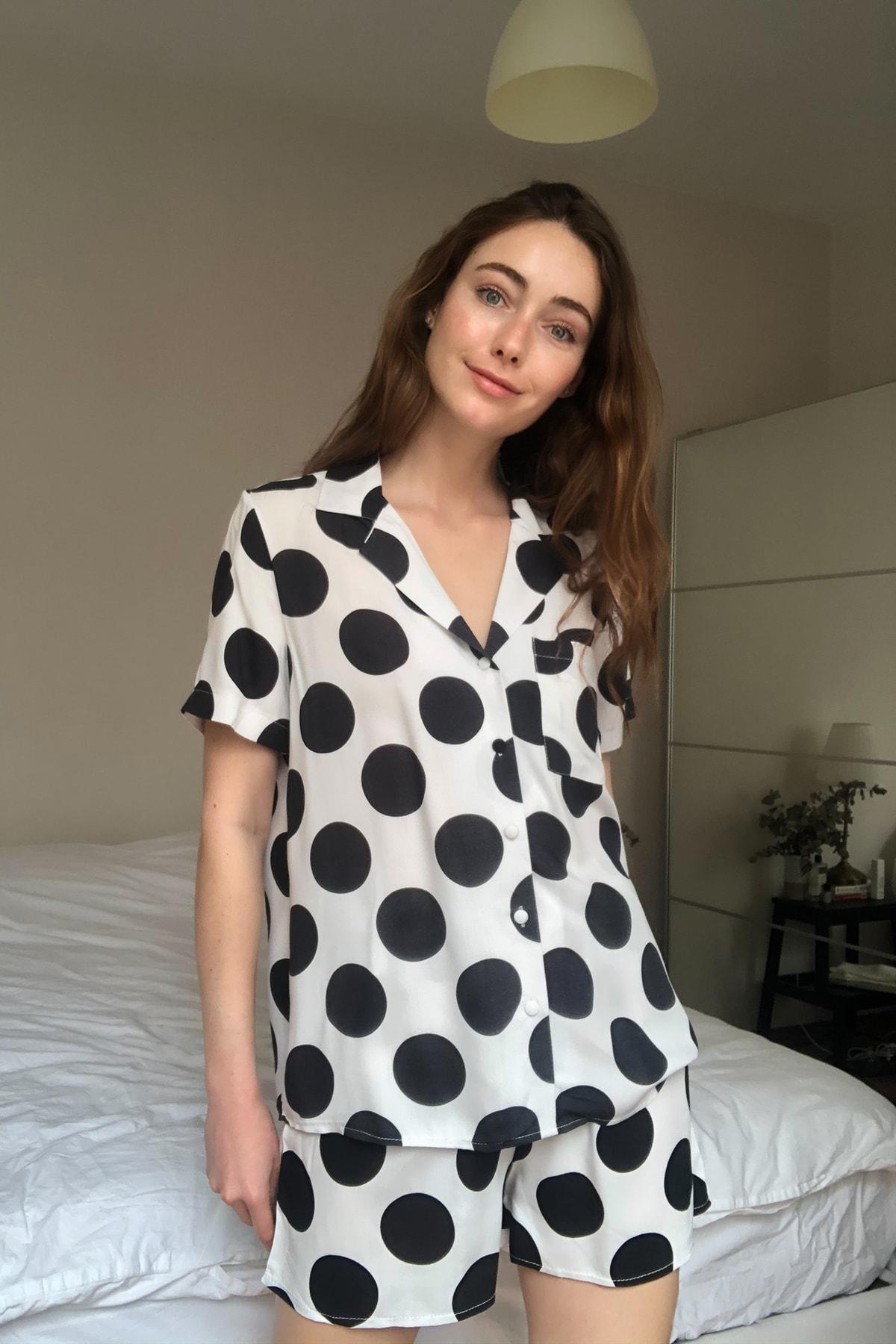 Cream Polka Dot Pajama Set, , large image number 7
