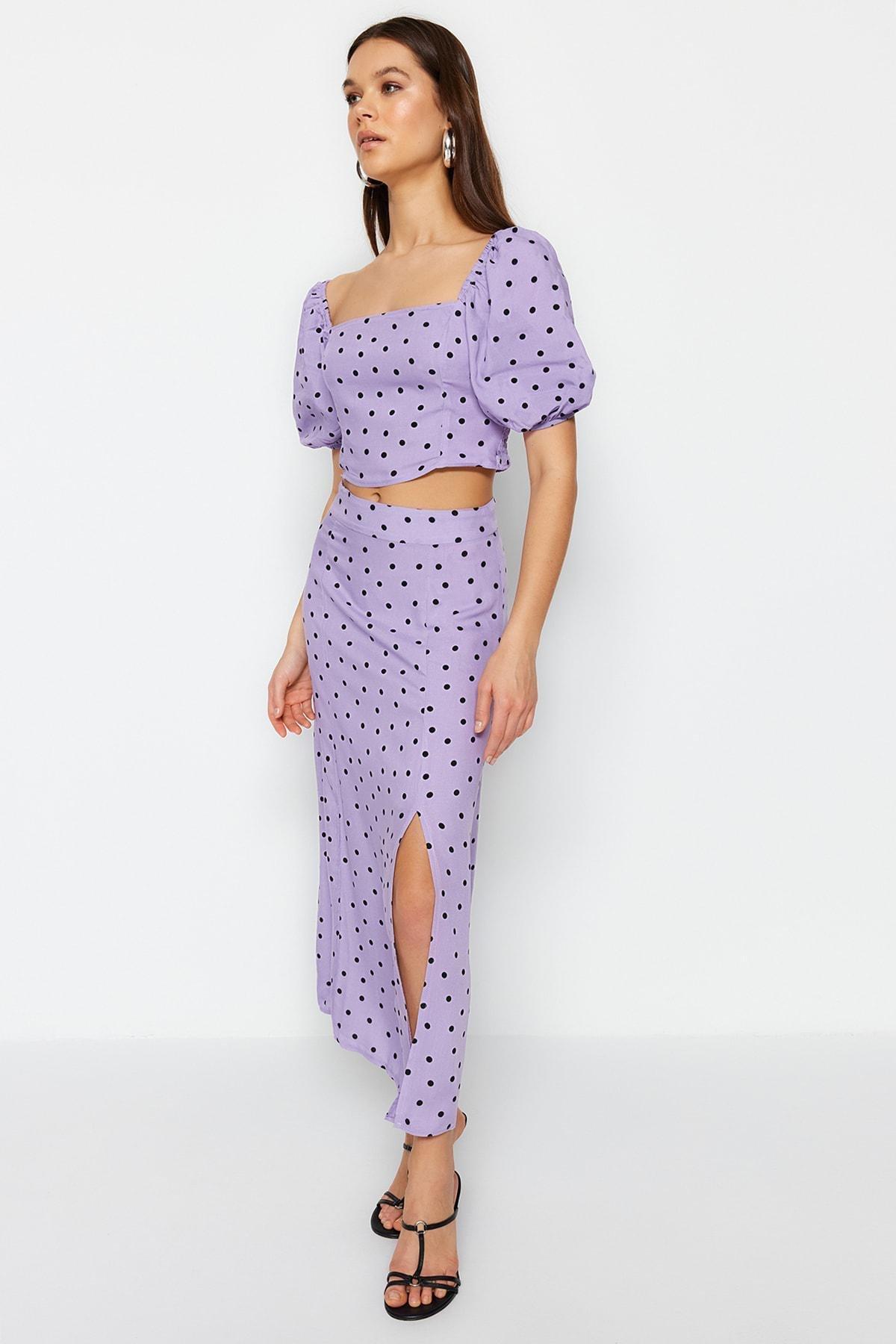 Purple Polka Dot Co-Ord Set, Purple, medium