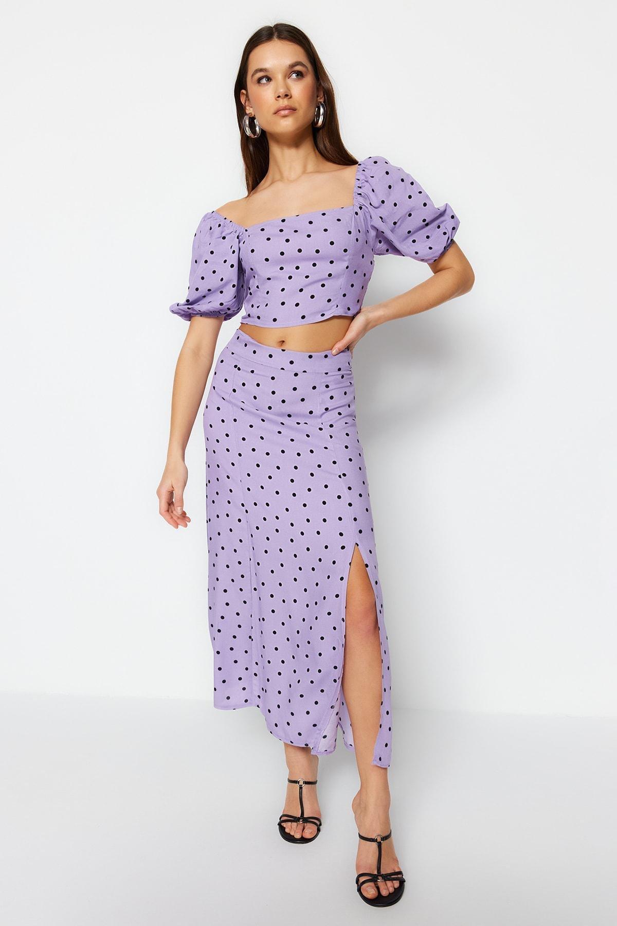 Purple Polka Dot Co-Ord Set, Purple, medium