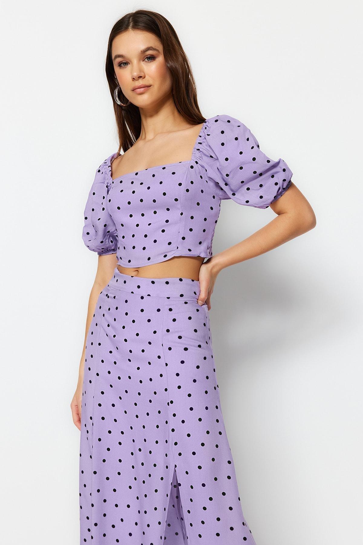 Purple Polka Dot Co-Ord Set, Purple, medium