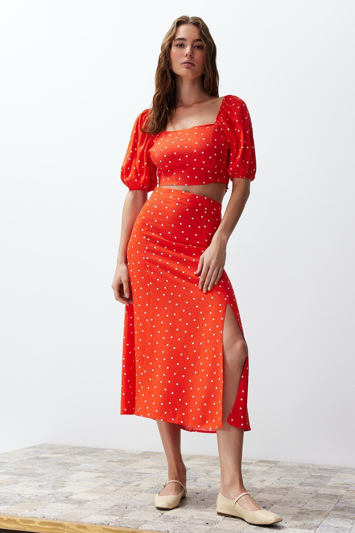 Orange Polka Dot Co-Ord Set, Orange, large image number 1