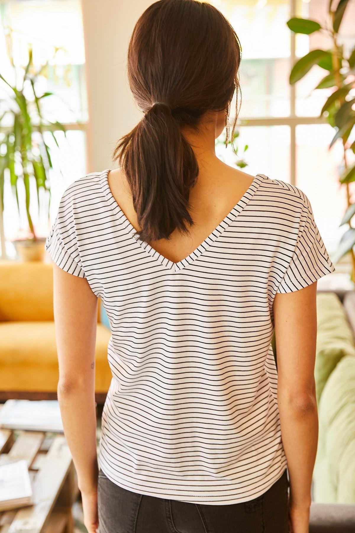 White Stripped T-Shirt, , large image number 2