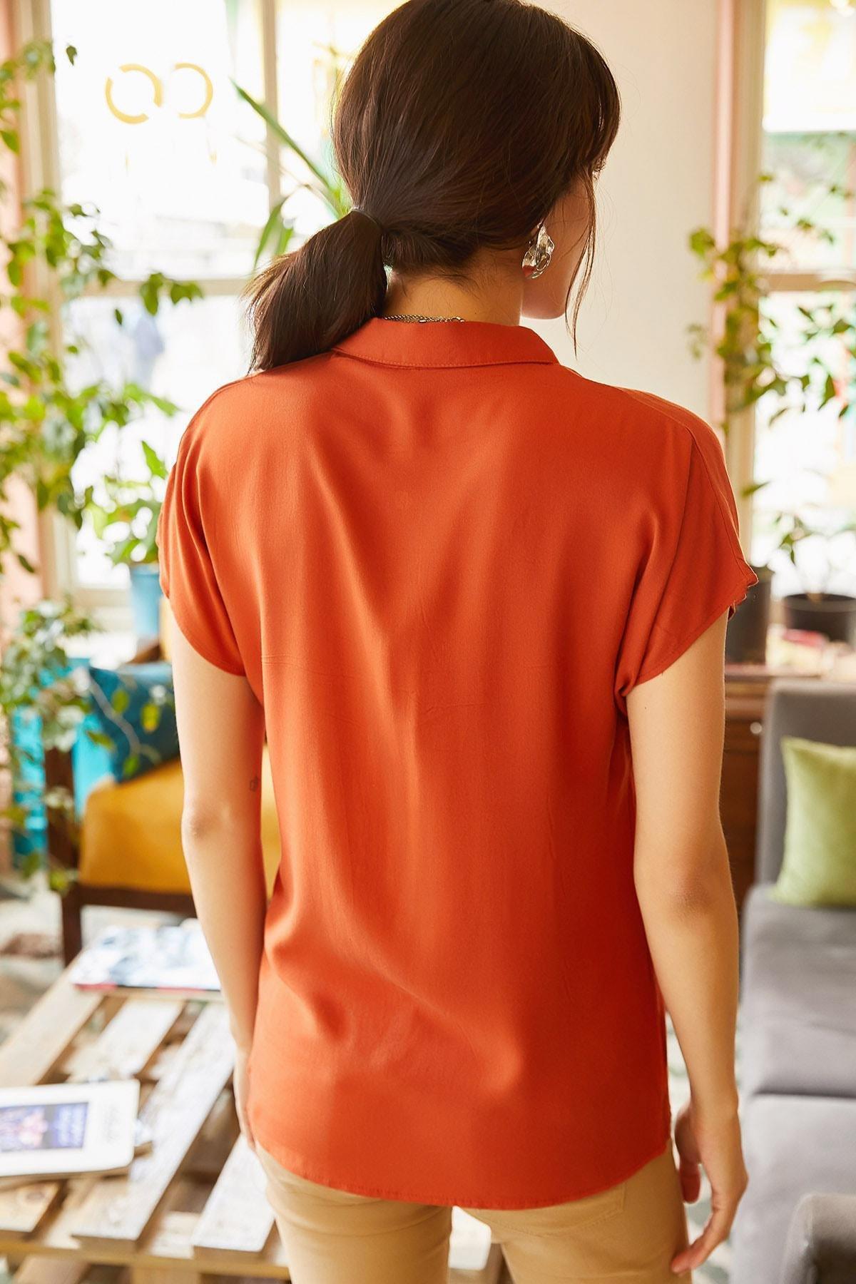 Orange Bat Viscose Shirt, Cinnamon, large image number 1