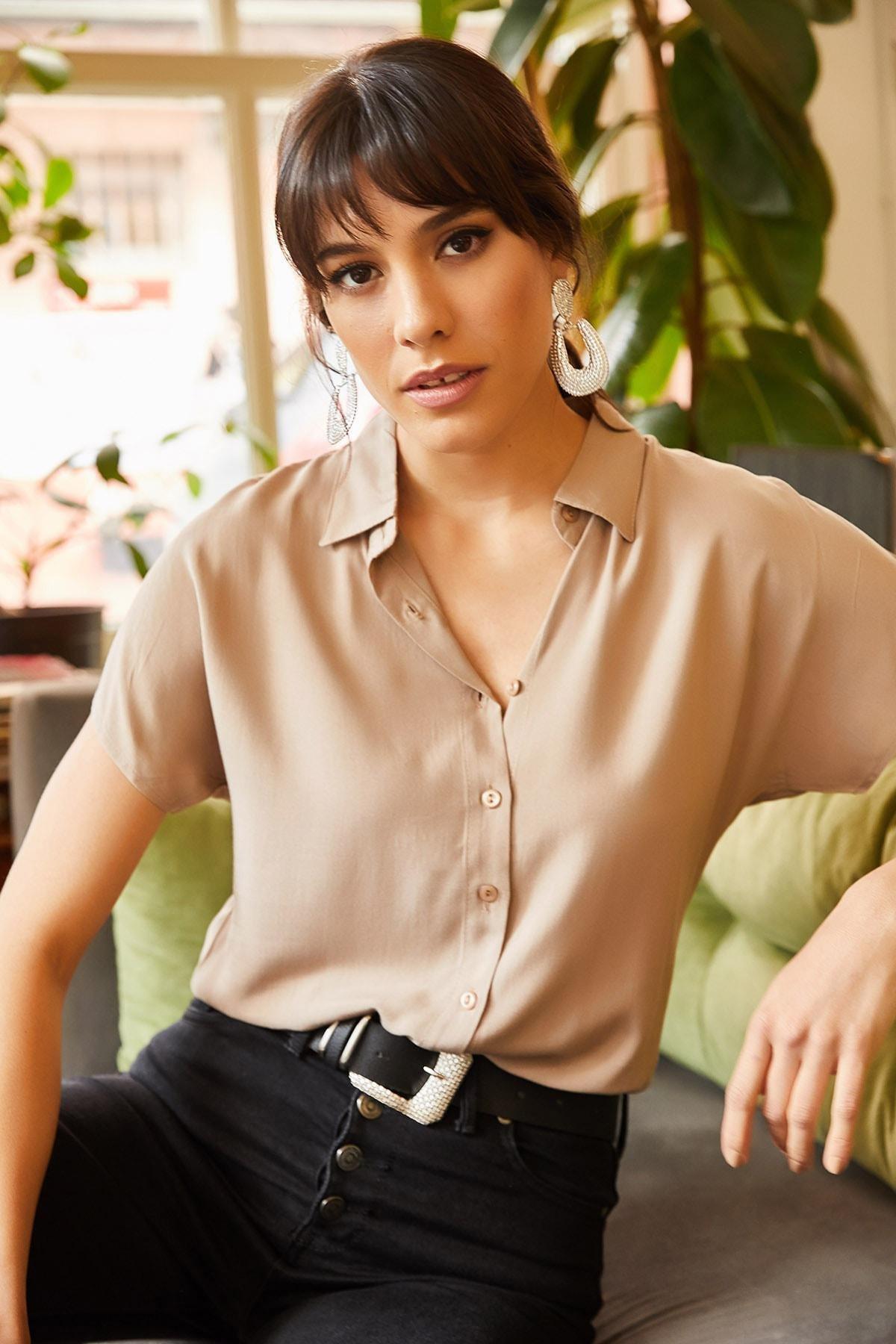 Brown Bat Viscose Shirt, , large image number 2
