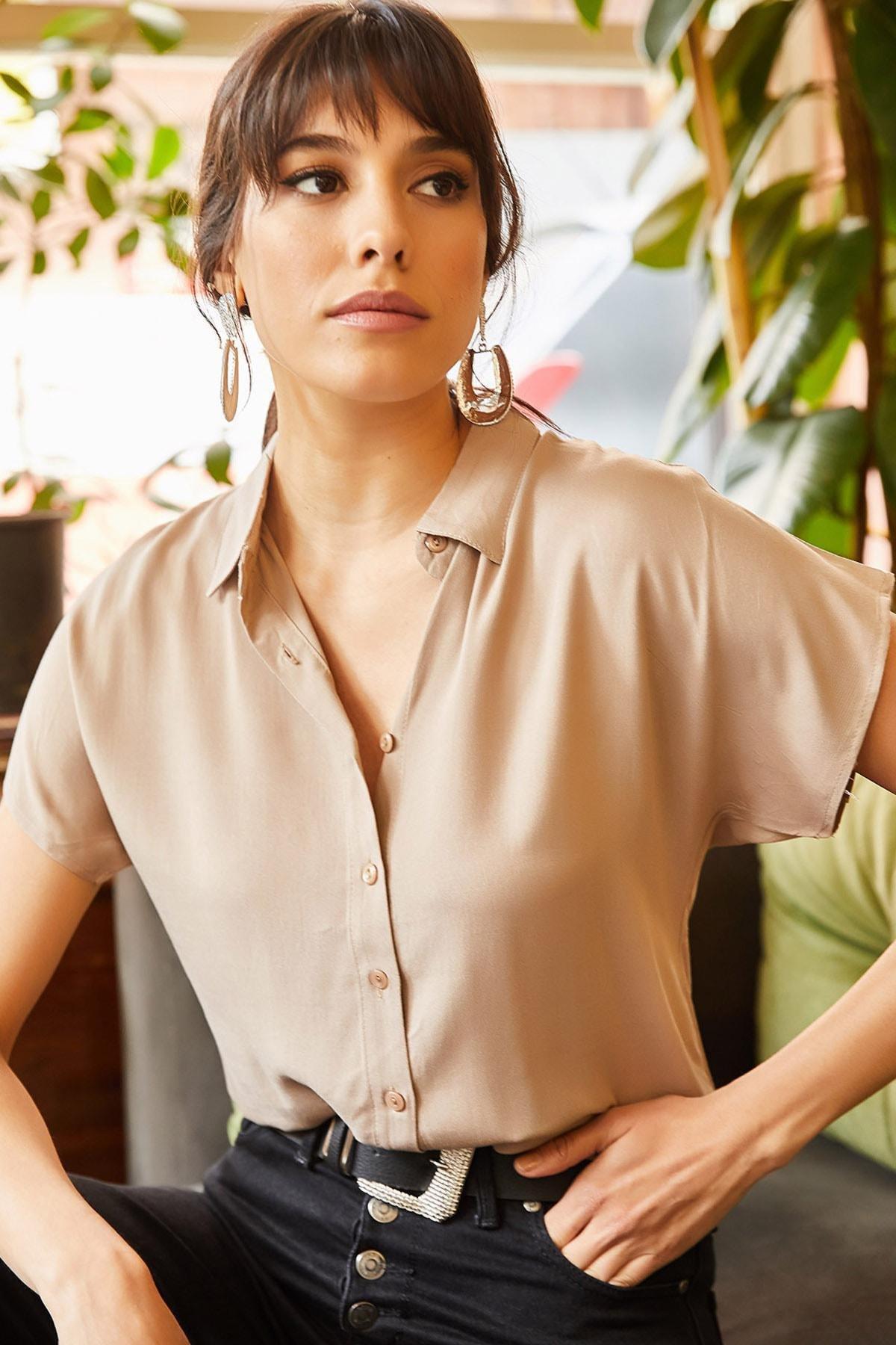 Brown Bat Viscose Shirt, , large image number 3