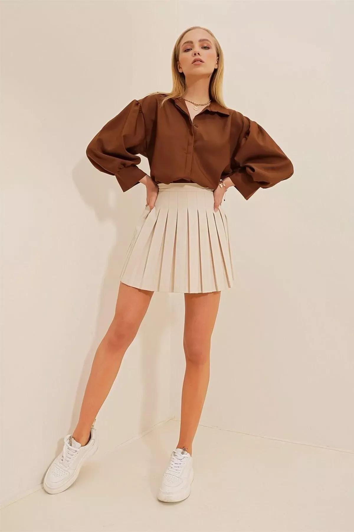 Brown Balloon Sleeve Shirt, Brown, large image number 3