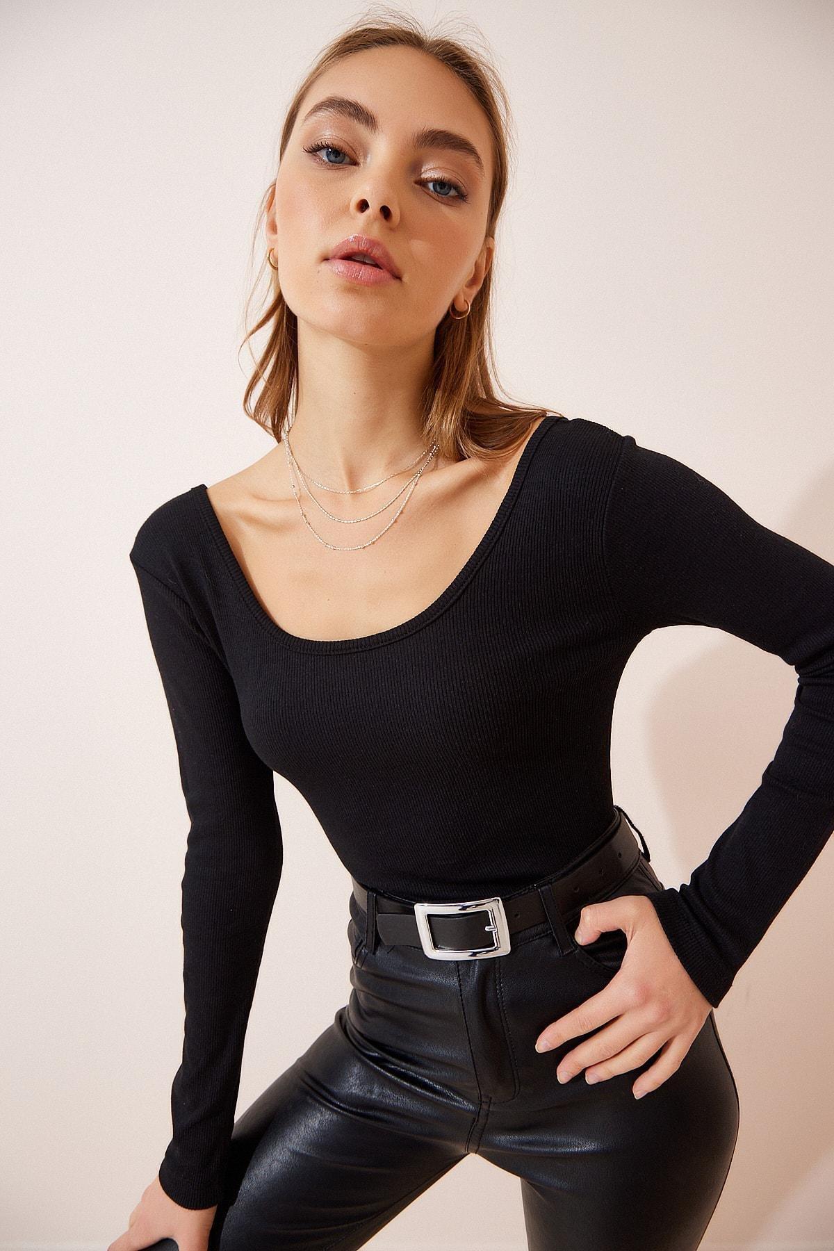 Black Knitted Blouse, Set Of 2, BLACK WHITE, large image number 2