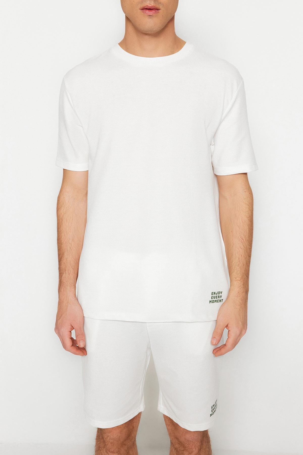 White Crew Neck Pajama Set, , large image number 3
