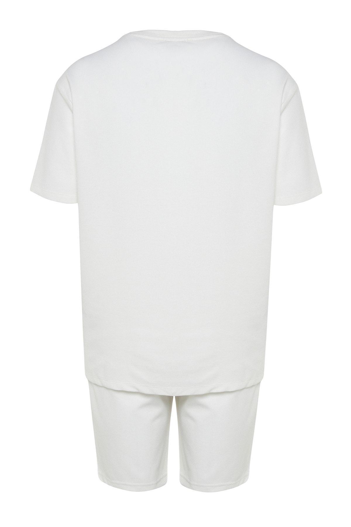 White Crew Neck Pajama Set, , large image number 6
