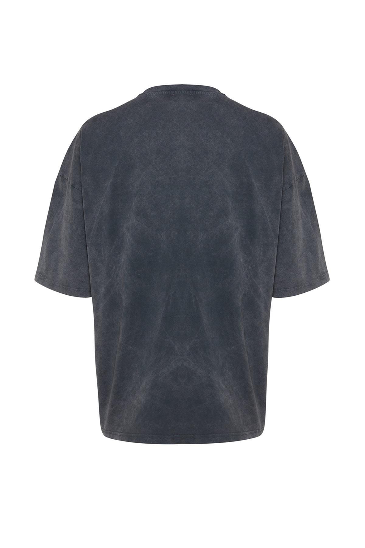 Grey Printed Oversize T-Shirt, , large image number 4