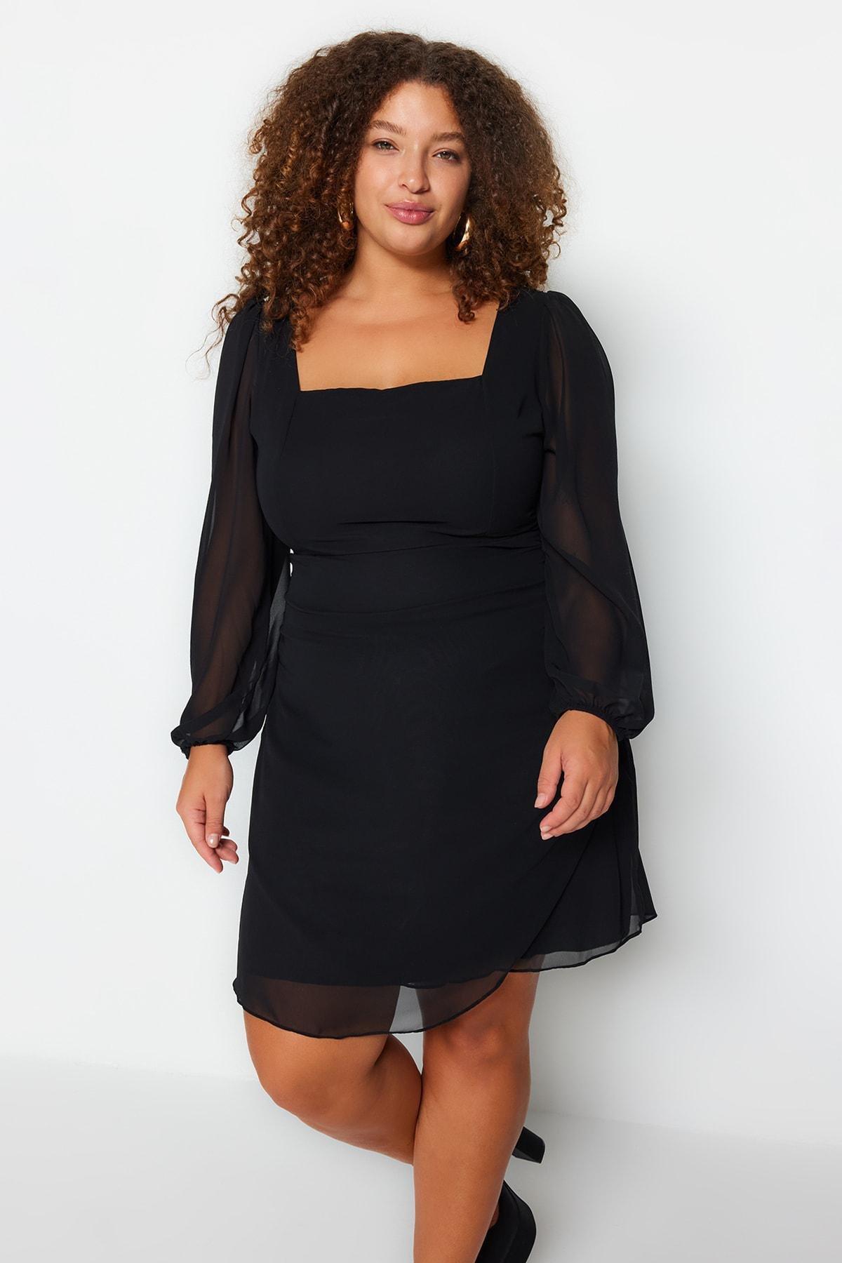 Black Skater Plus Size Dress, , large image number 1