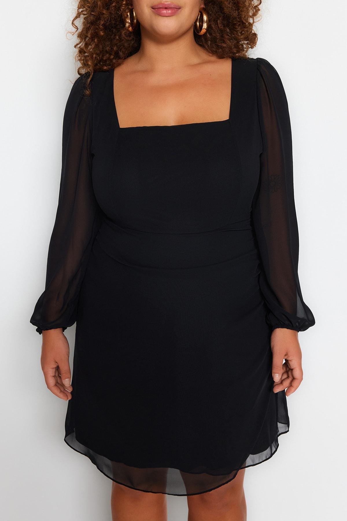 Black Skater Plus Size Dress, , large image number 2