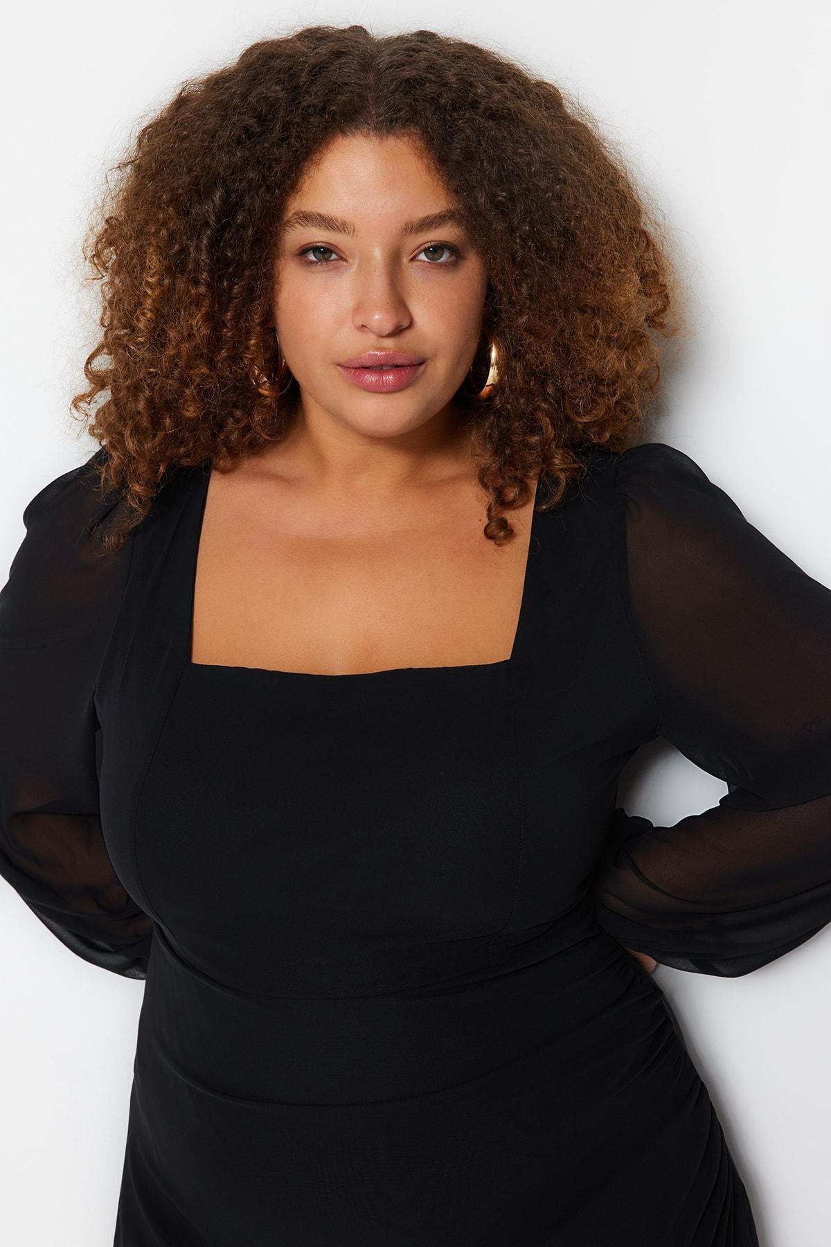 Black Skater Plus Size Dress, , large image number 4