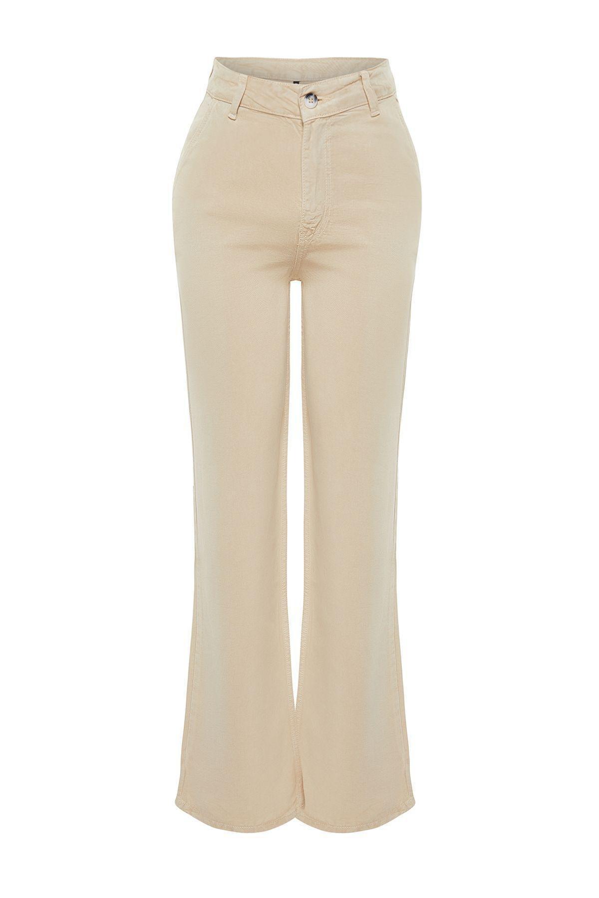 Beige Low Waist Wide Leg Jeans TWOSS23JE00219, Single item, , large image number 1