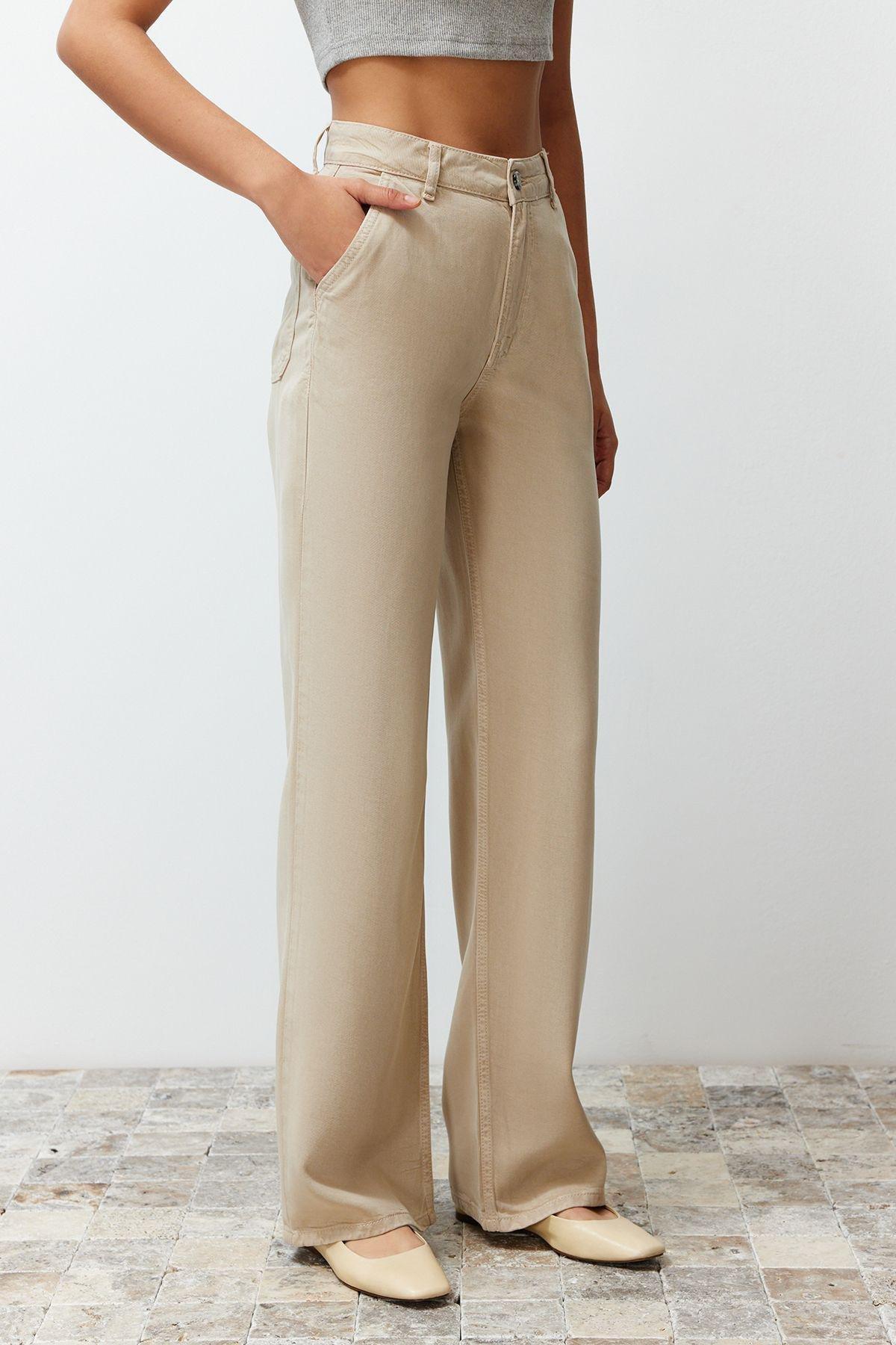 Beige Low Waist Wide Leg Jeans TWOSS23JE00219, Single item, , large image number 3