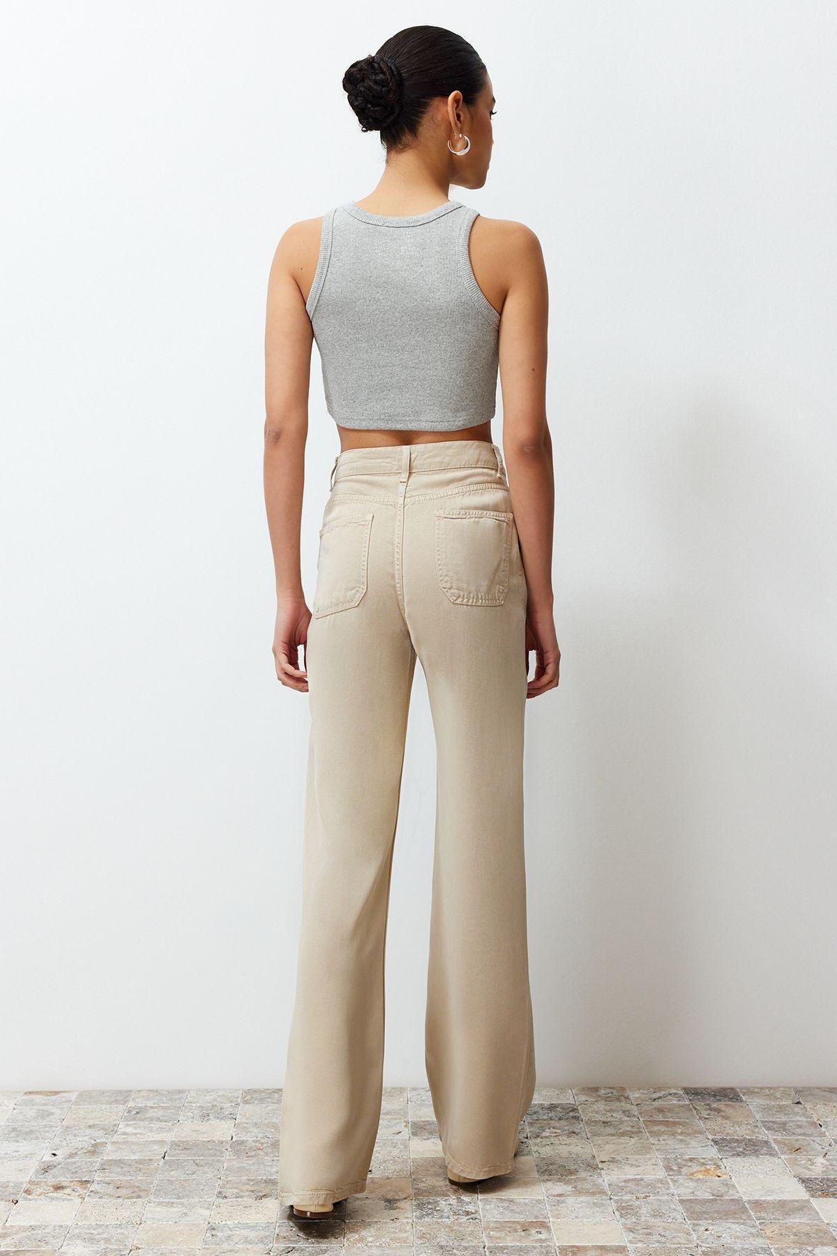 Beige Low Waist Wide Leg Jeans TWOSS23JE00219, Single item, , large image number 5