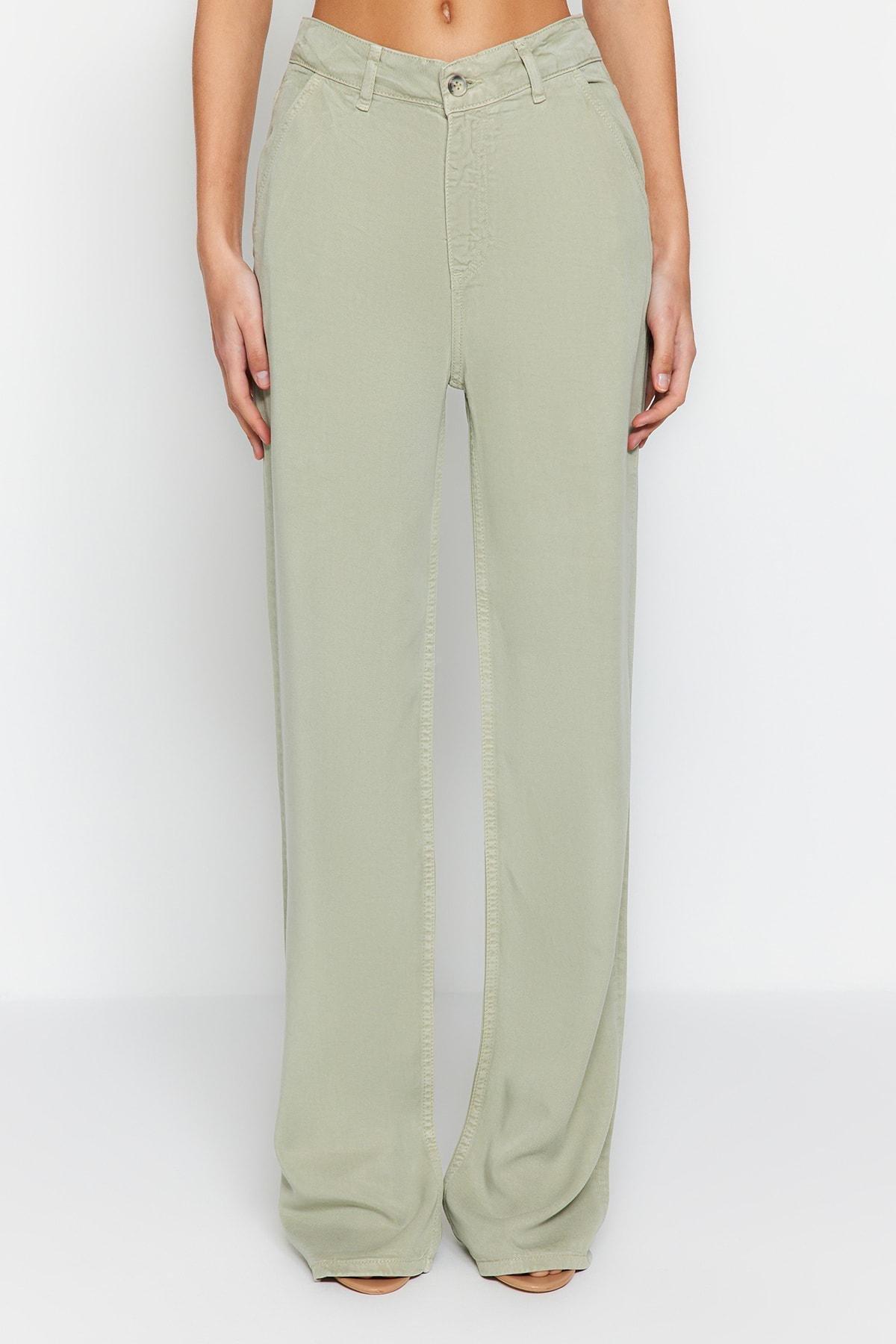 Green Low Waist Wide Leg Jeans, , large image number 0