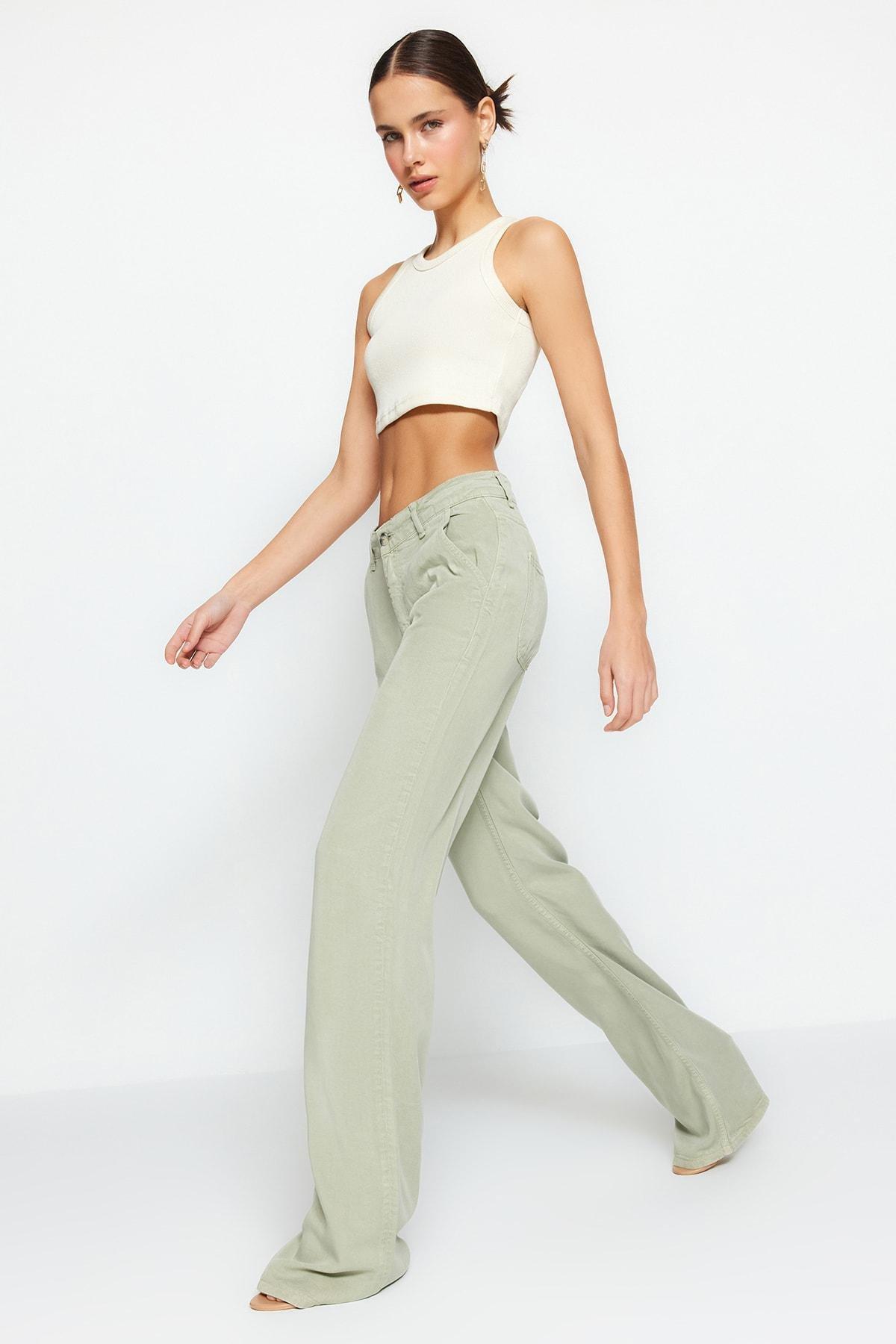 Green Low Waist Wide Leg Jeans, , large image number 3