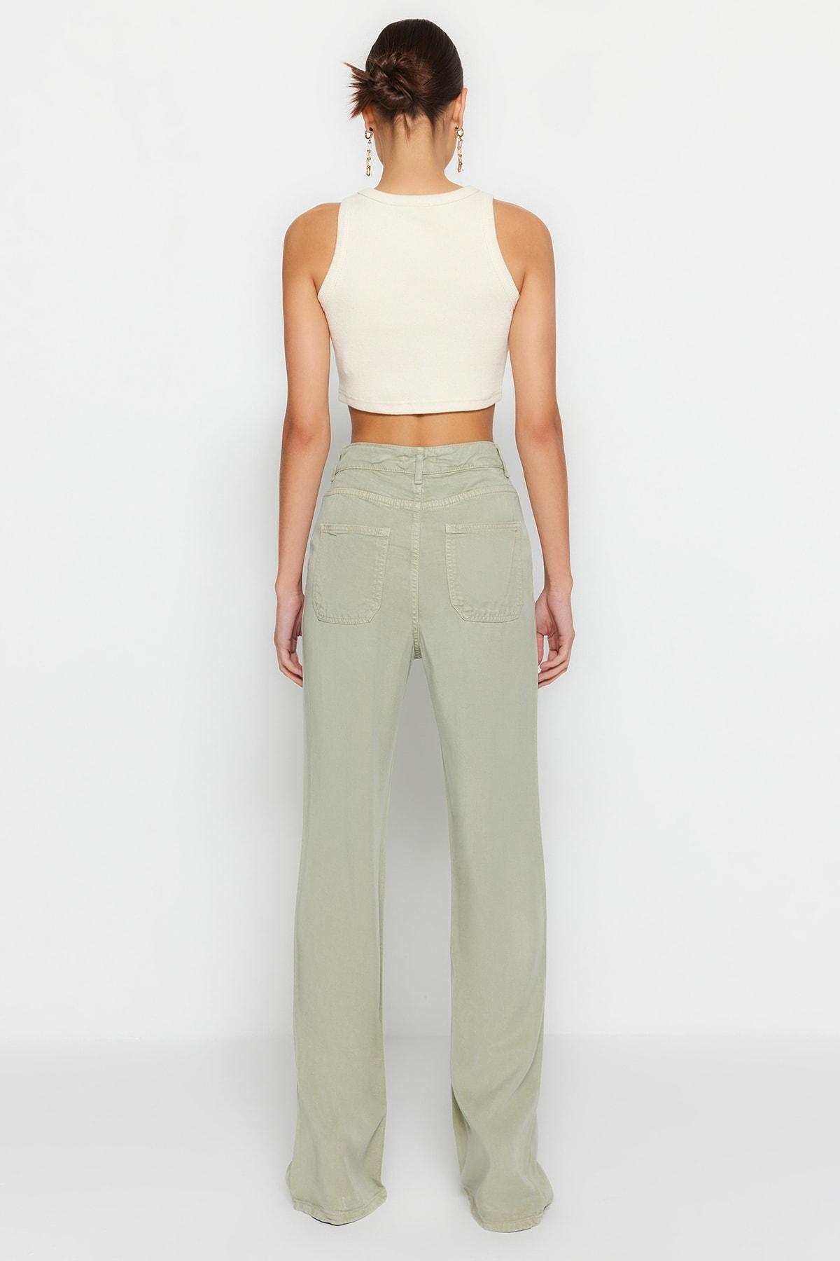 Green Low Waist Wide Leg Jeans, , large image number 6