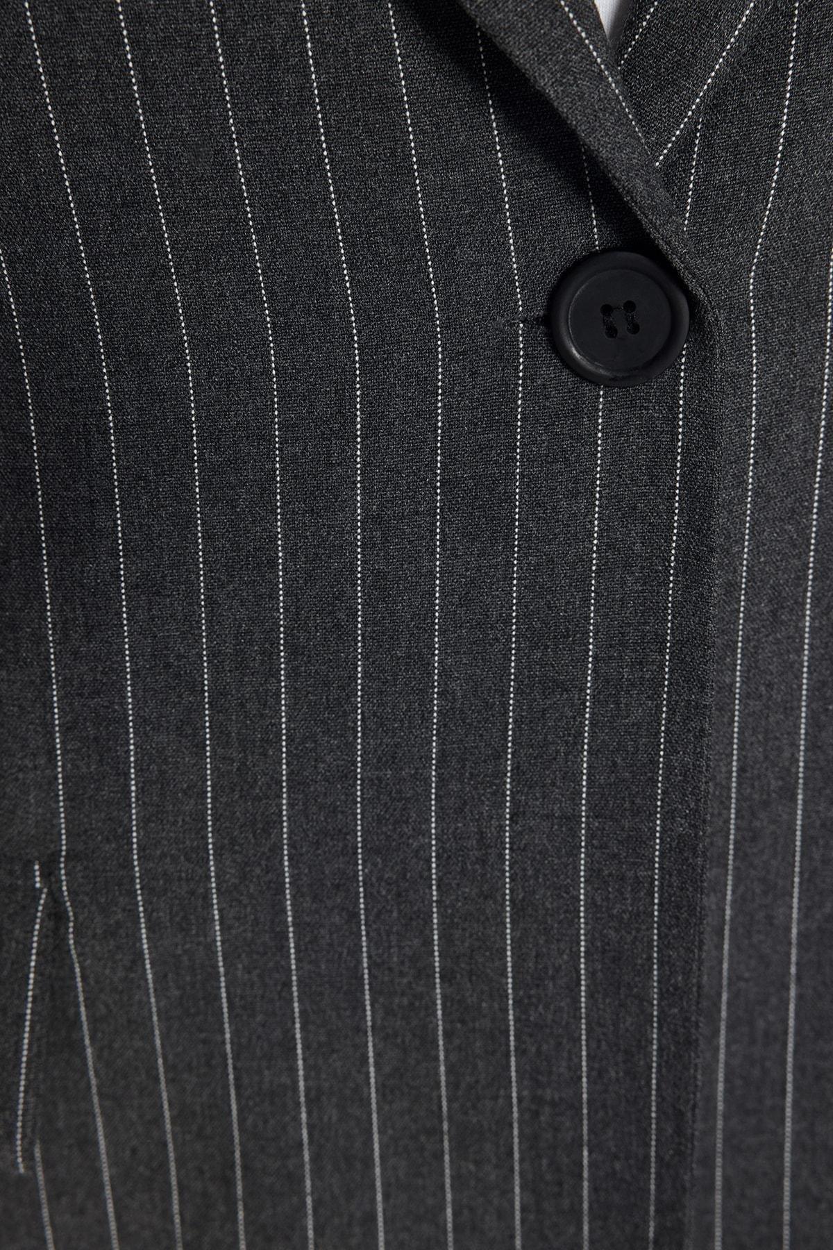 Black Striped Plus Size Jacket, , large image number 4