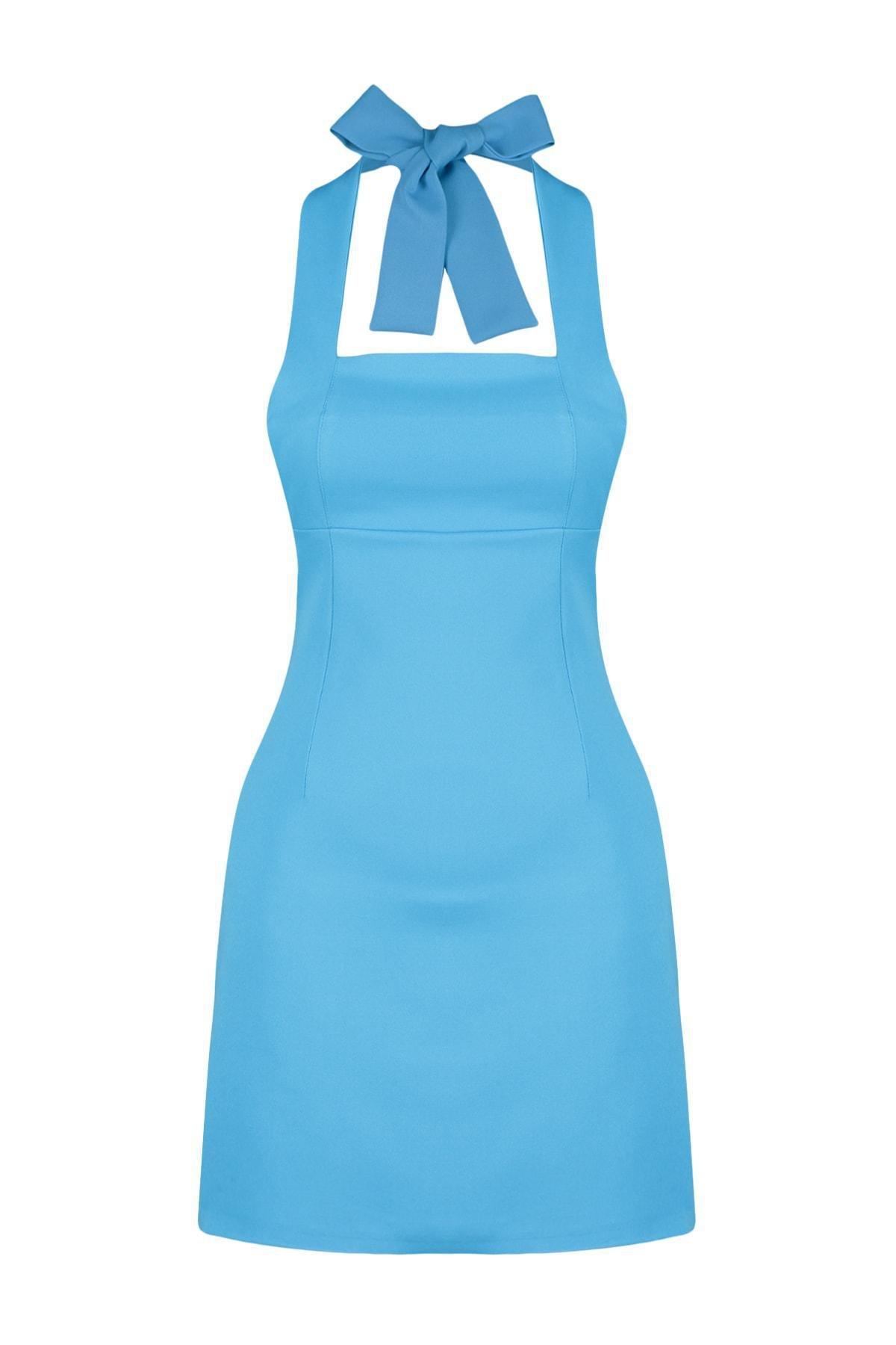Trendyol - Blue Raglan Sleeve A-Line Dress