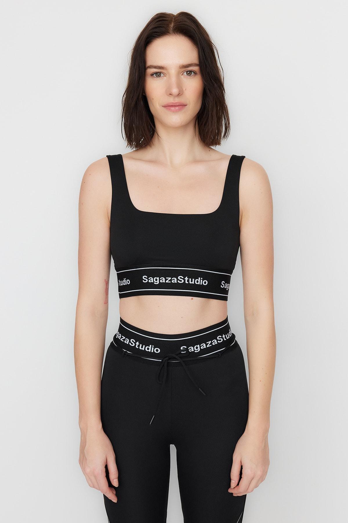 Black Plain Sports Bra, , large image number 1