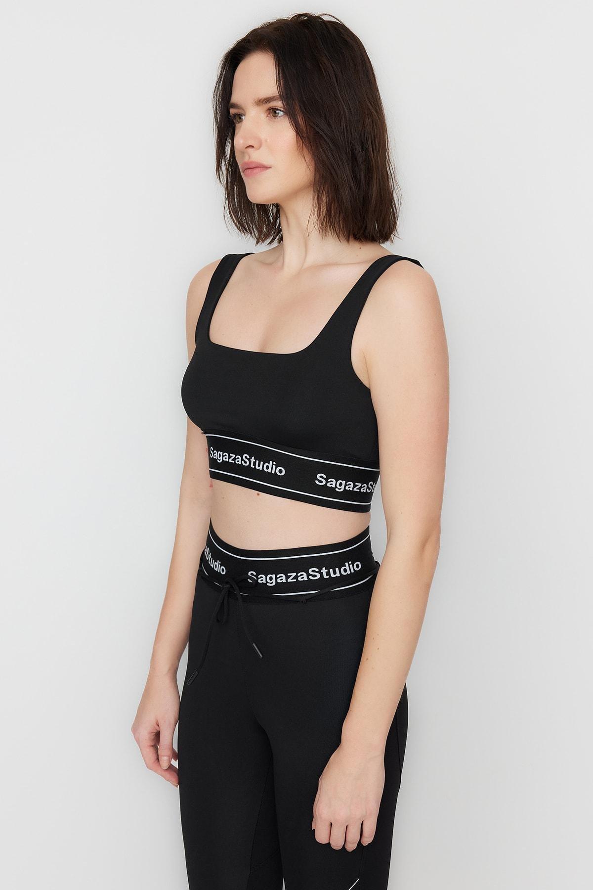 Black Plain Sports Bra, , large image number 3