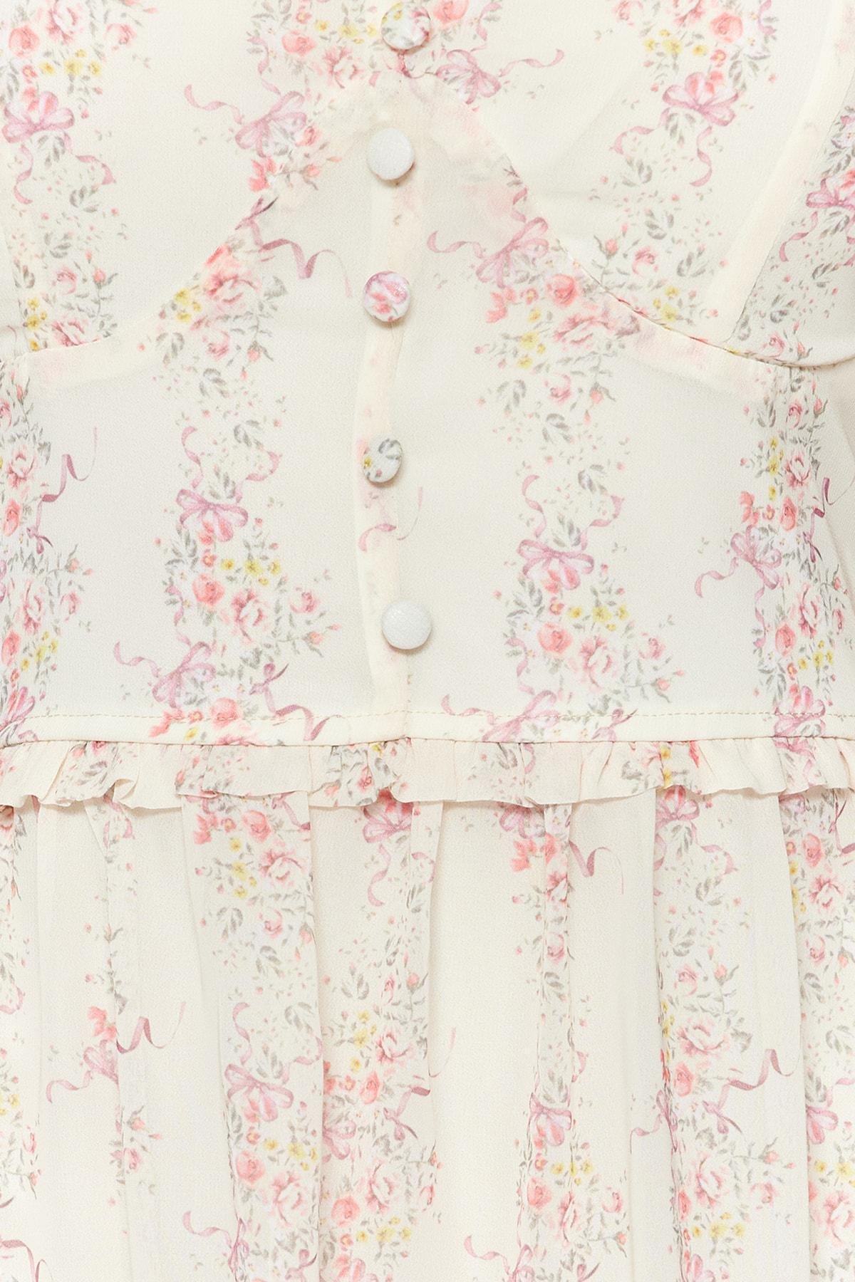 Cream Floral Skater Dress, , large image number 3
