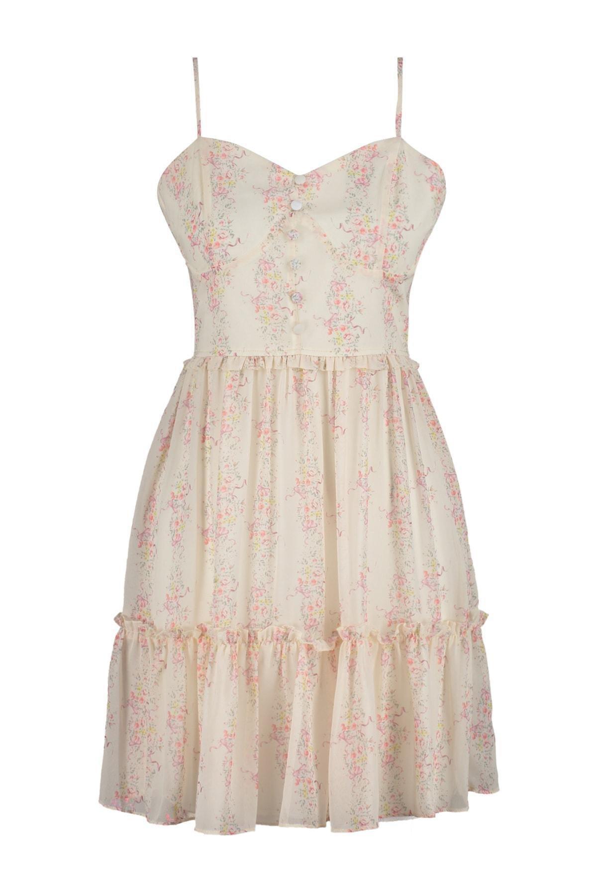 Cream Floral Skater Dress, , large image number 5