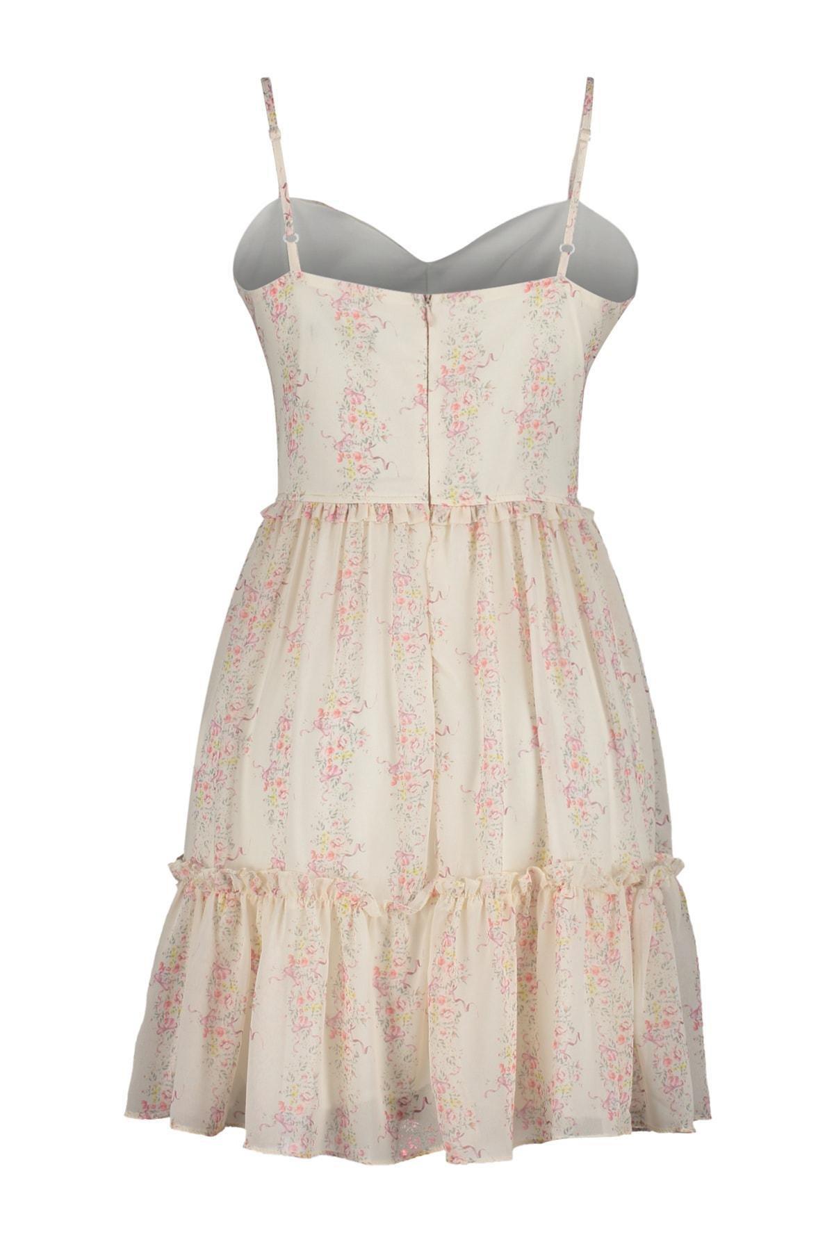 Cream Floral Skater Dress, , large image number 7