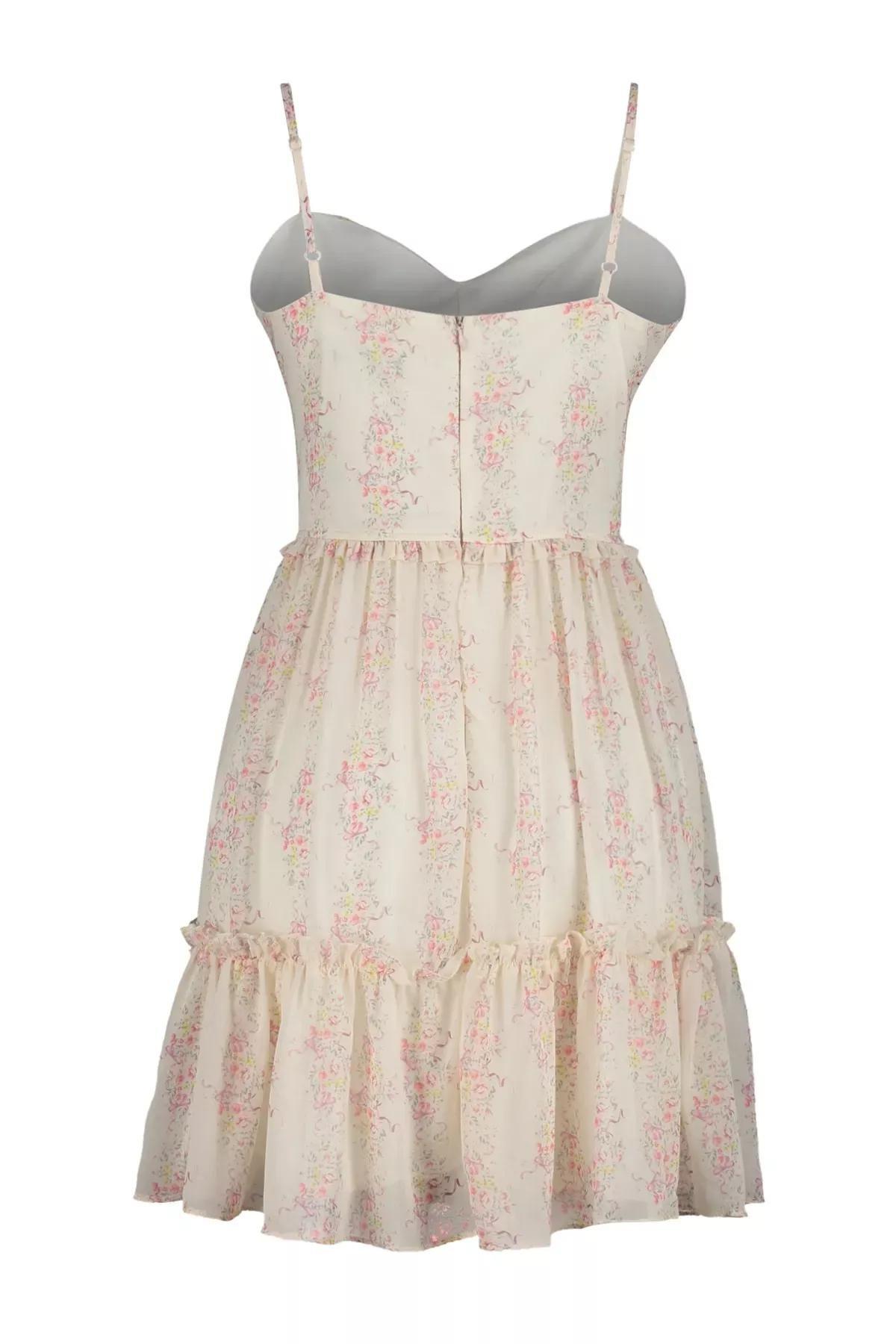 Cream Floral Skater Dress, , large image number 7