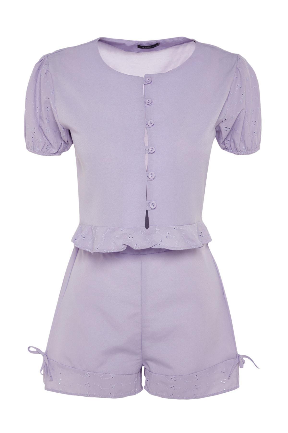 Purple Crew Neck Pajama Set, , large image number 5