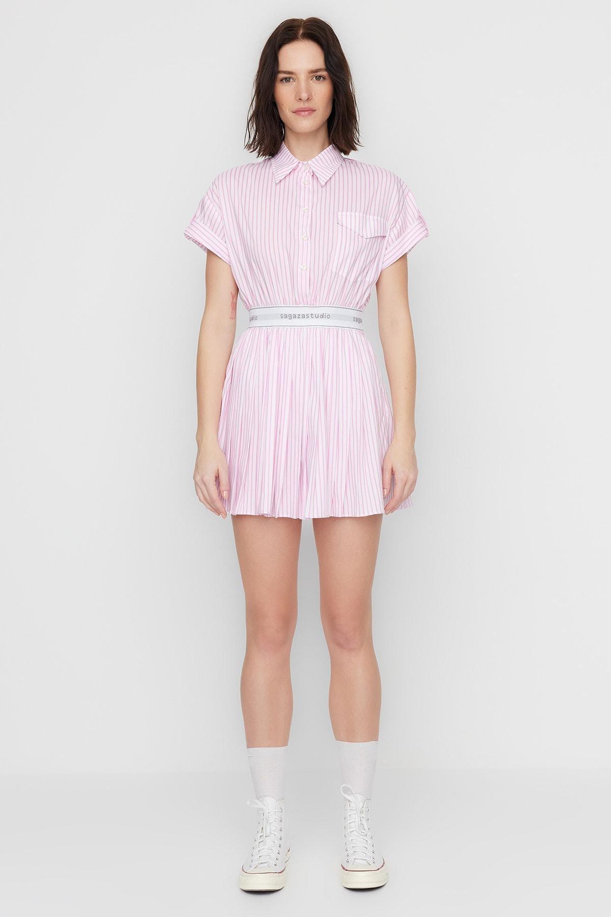 White Striped Skater Dress, , large image number 3