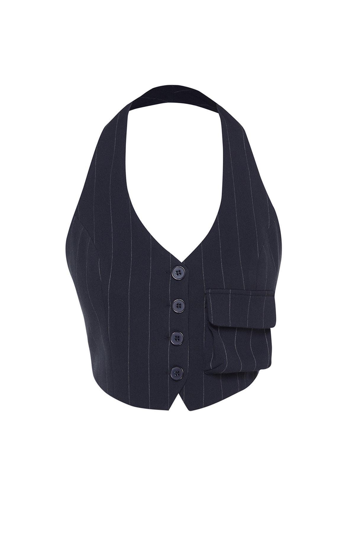 Trendyol - Navy Fitted Striped Vest