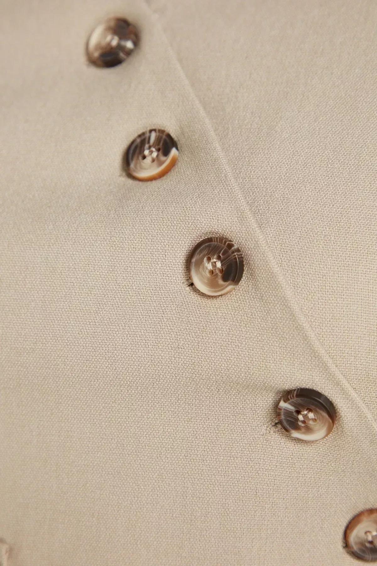 Beige Fitted Vest, Beige, large image number 7