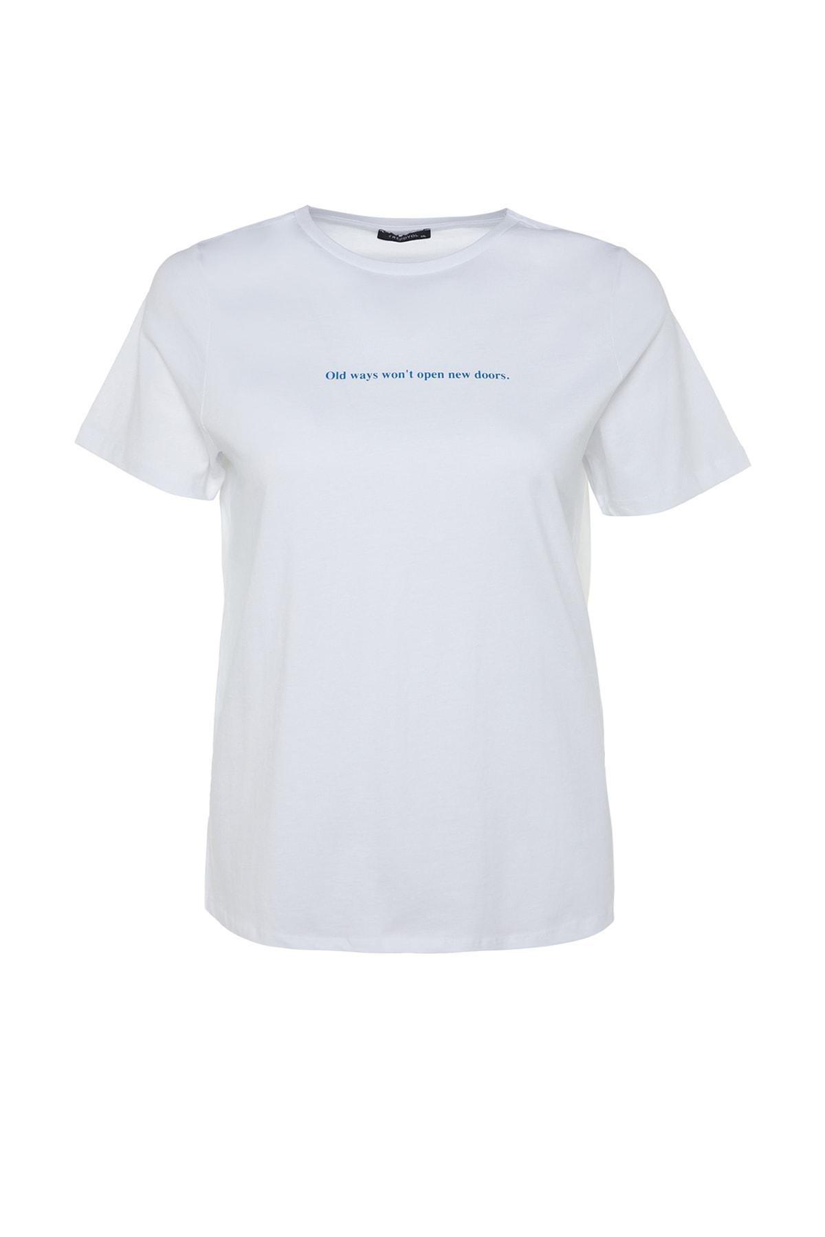 White Graphic Plus Size T-Shirt, , large image number 5