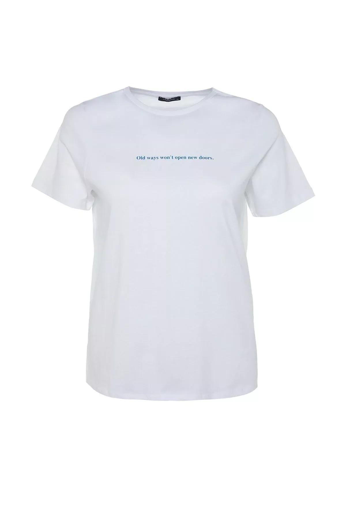 تيشيرت بطبعة جرافيكية للمقاسات الكبيرة، أبيض, White, large image number 5