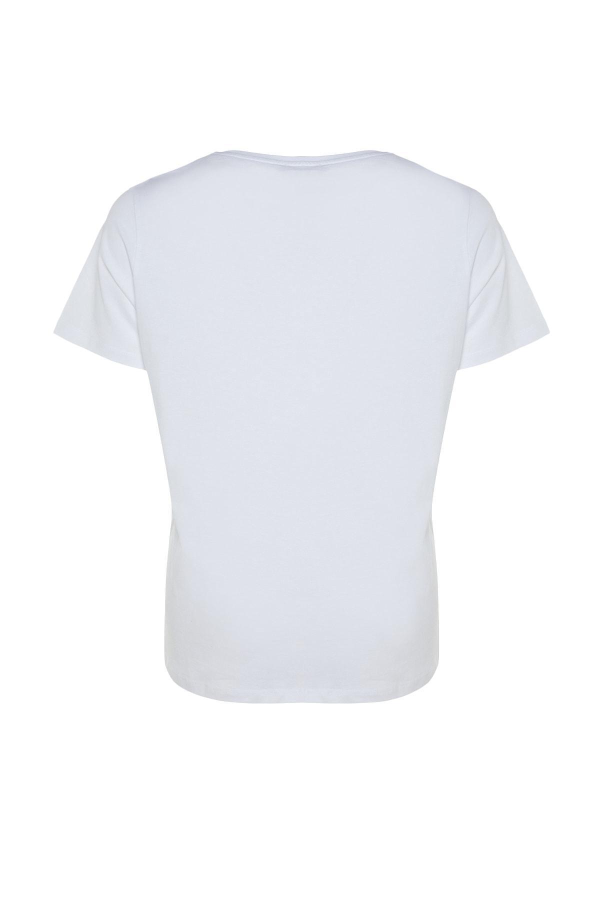 White Graphic Plus Size T-Shirt, , large image number 6
