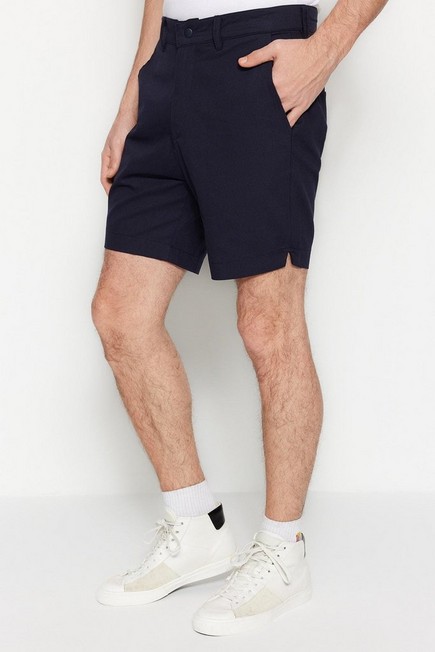 Trendyol - Navy Straight Mid Waist Shorts