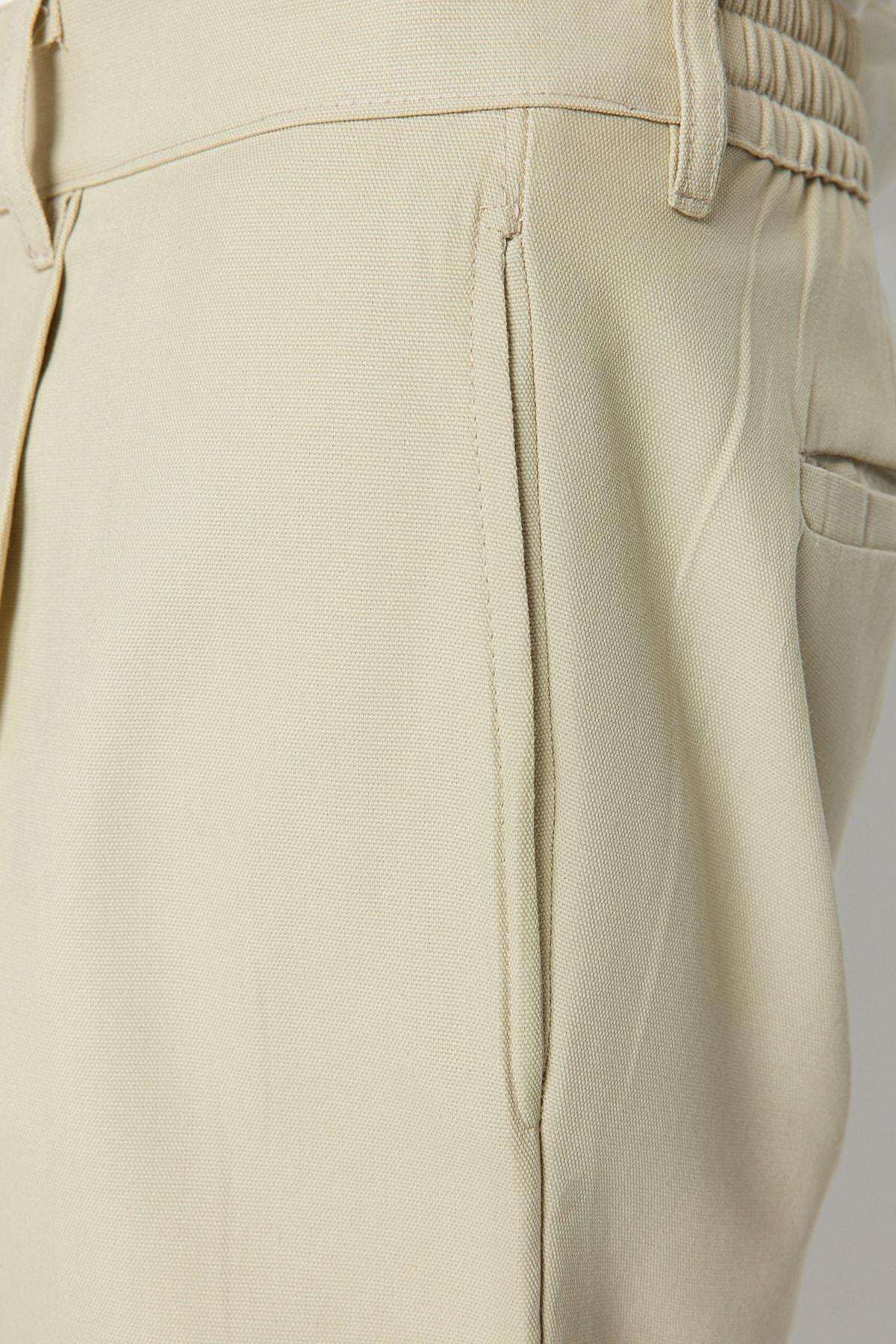 Beige Straight Mid Waist Shorts, , large image number 5