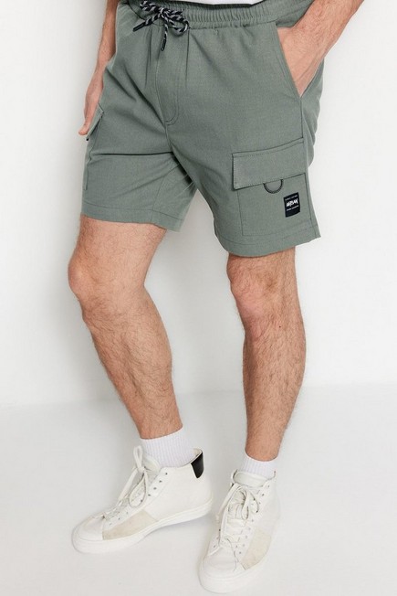 Trendyol - Khaki Straight Mid Waist Shorts