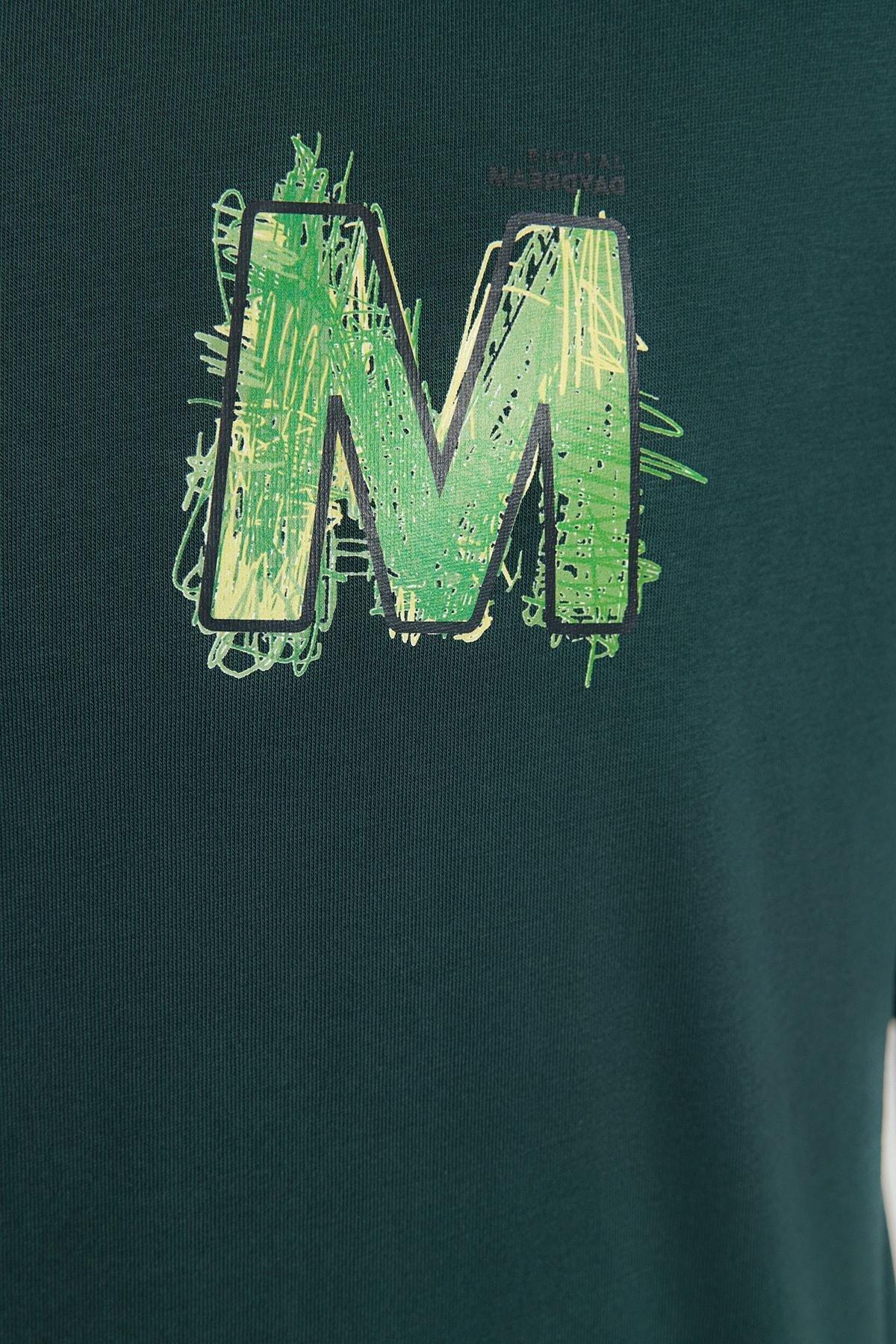 Green Printed Crew Neck T-Shirt, , large image number 2