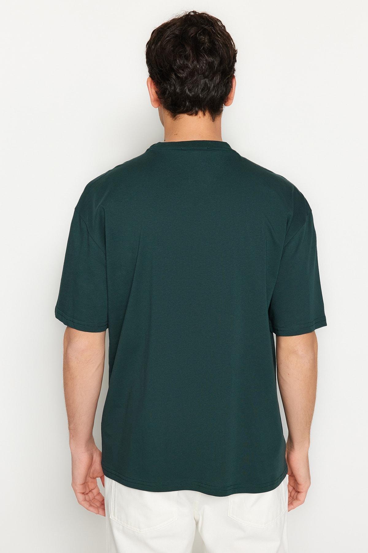 Green Printed Crew Neck T-Shirt, , large image number 4