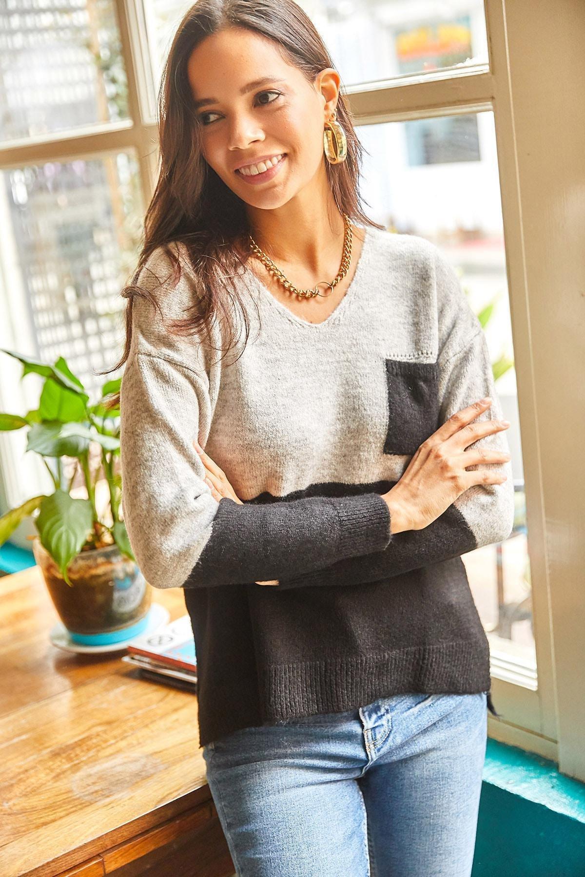 Grey Sweater, Gray Black, large image number 3