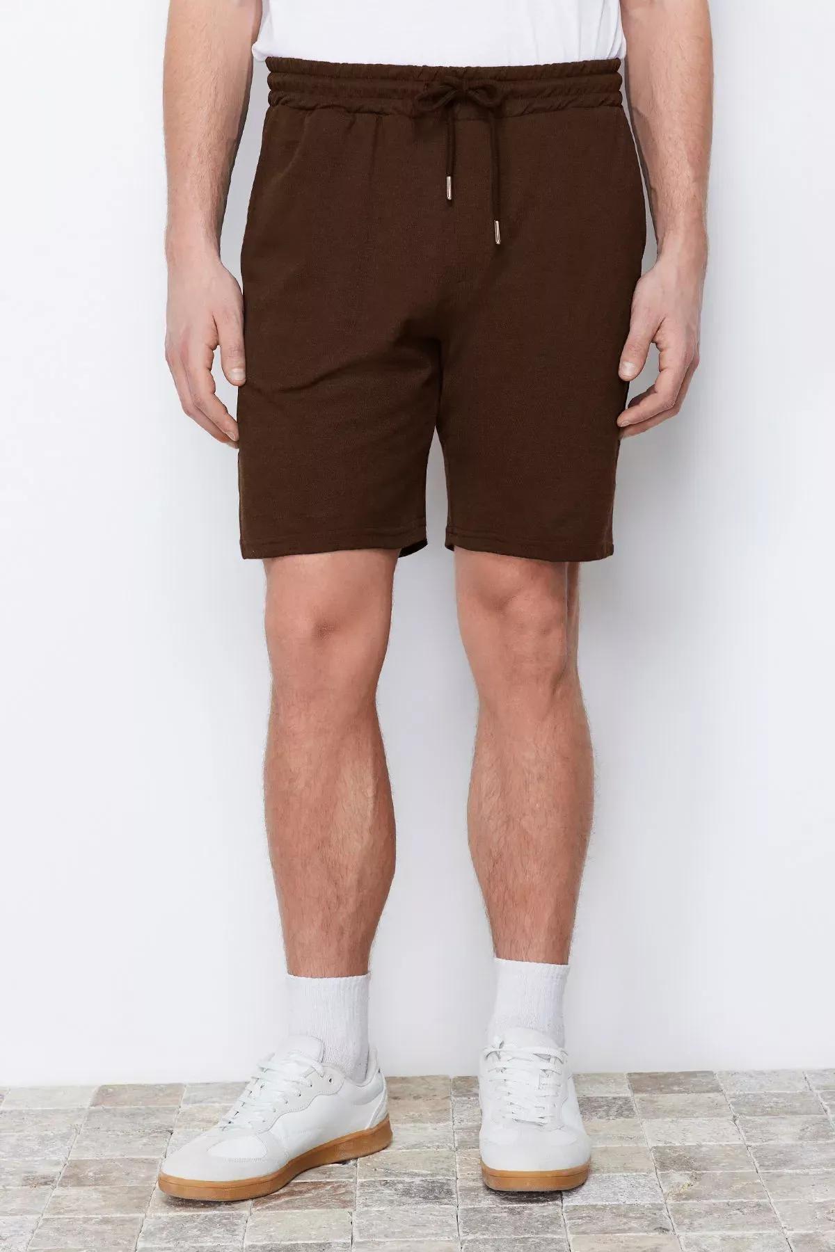 Brown Regular Bermuda Shorts, Brown, large image number 6