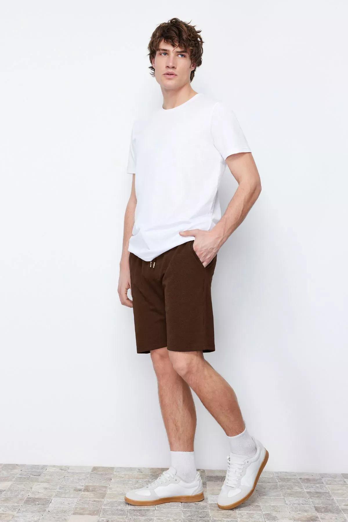 Brown Regular Bermuda Shorts, Brown, large image number 7