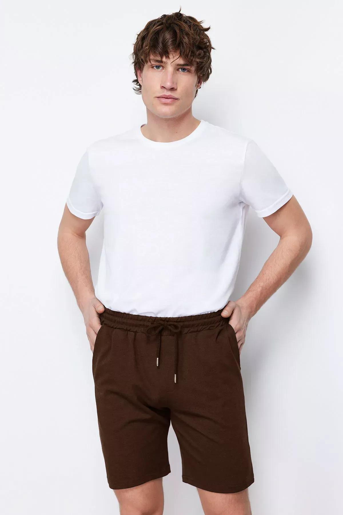 Brown Regular Bermuda Shorts, Brown, large image number 8