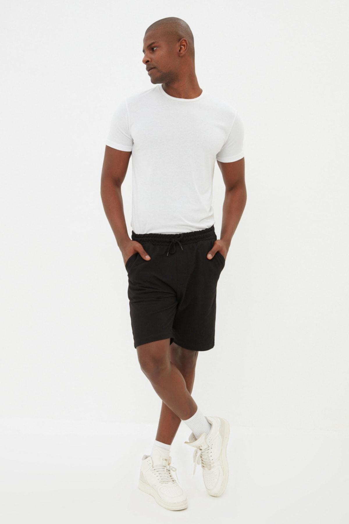 Black Regular Straight Shorts, , medium