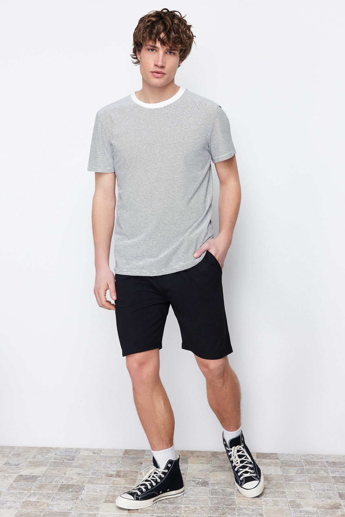 Black Regular Straight Shorts, , large image number 1