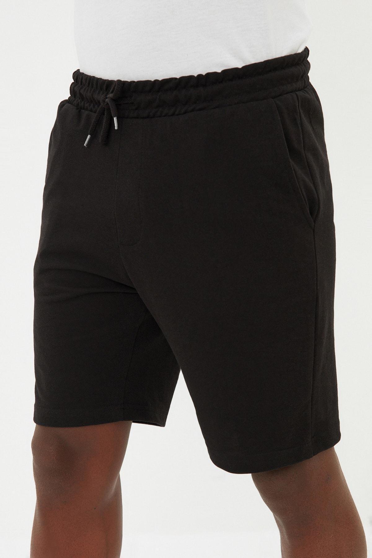 Black Regular Straight Shorts, , large image number 2